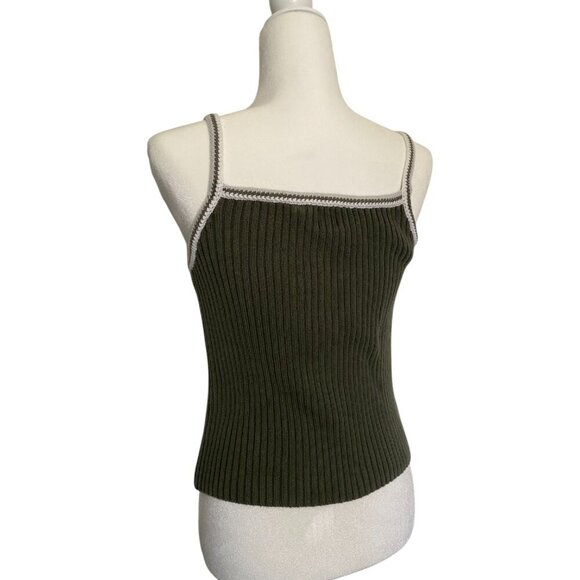 Vintage Y2K GAP Ribbed Knit Tank Top - Green - Size S 2000s - Picture 3 of 5